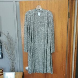 Dressbarn Women's Heather Gray Long Open Cardigan Size Small